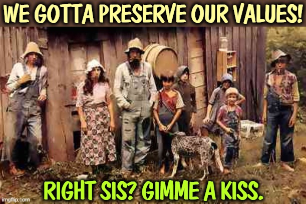 WE GOTTA PRESERVE OUR VALUES! RIGHT SIS? GIMME A KISS. | image tagged in replacement,nazi,theory,toxic,conspiracy theory | made w/ Imgflip meme maker