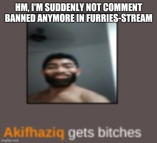 let me check if i can post there | HM, I'M SUDDENLY NOT COMMENT BANNED ANYMORE IN FURRIES-STREAM | image tagged in piss | made w/ Imgflip meme maker