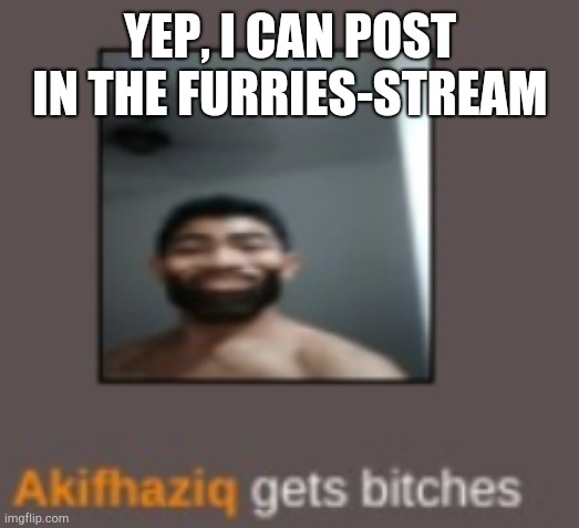 now i'm gonna do the fun if i can pull it off | YEP, I CAN POST IN THE FURRIES-STREAM | image tagged in piss | made w/ Imgflip meme maker