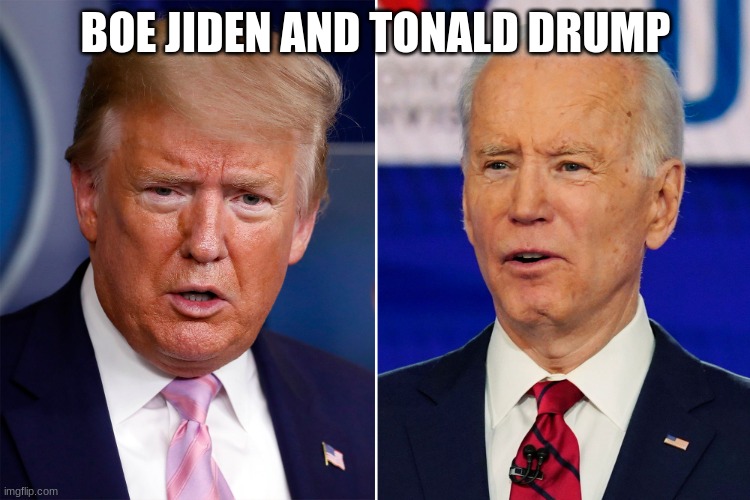 Donald Trump and Joe Biden | BOE JIDEN AND TONALD DRUMP | image tagged in donald trump and joe biden | made w/ Imgflip meme maker