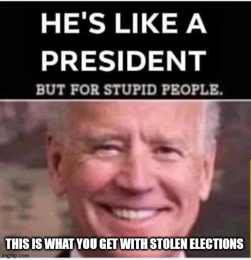 Stolen elections have real consequences... | THIS IS WHAT YOU GET WITH STOLEN ELECTIONS | image tagged in dementia,joe biden | made w/ Imgflip meme maker
