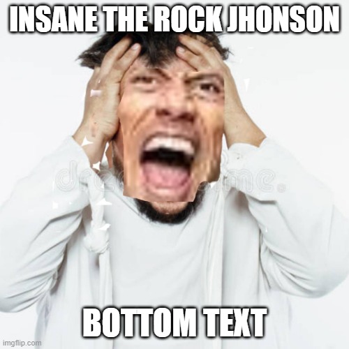 insaine the rock jhonson | INSANE THE ROCK JHONSON; BOTTOM TEXT | image tagged in funny memes | made w/ Imgflip meme maker