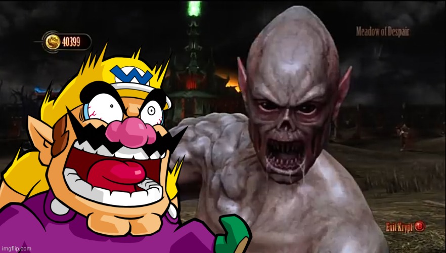 Wario gets jumpscared to death by a Krypt Monster from Mortal Kombat 9.mp3 | image tagged in wario dies,wario,mortal kombat,monster,jumpscare | made w/ Imgflip meme maker