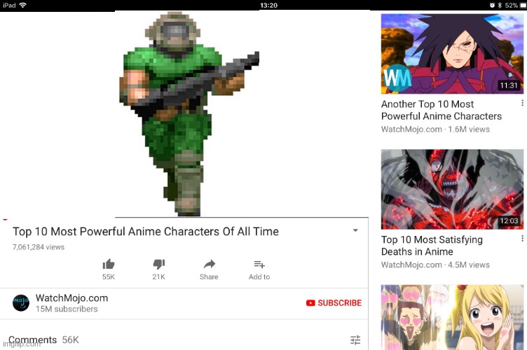 aw heck naw doomguy is a powerful anime character?11@@!@!!!11! | image tagged in top 10 most powerful anime characters of all time | made w/ Imgflip meme maker