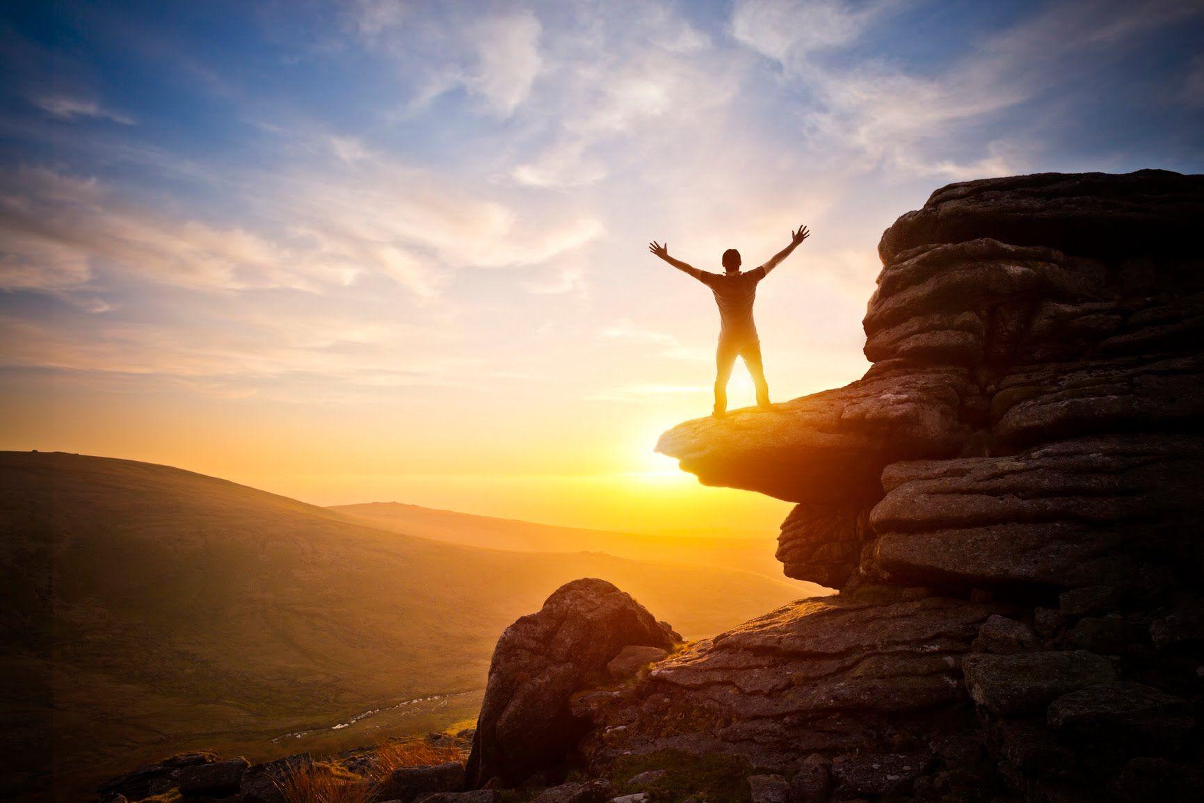 Sunrise motivation on the rocks Blank Meme Template