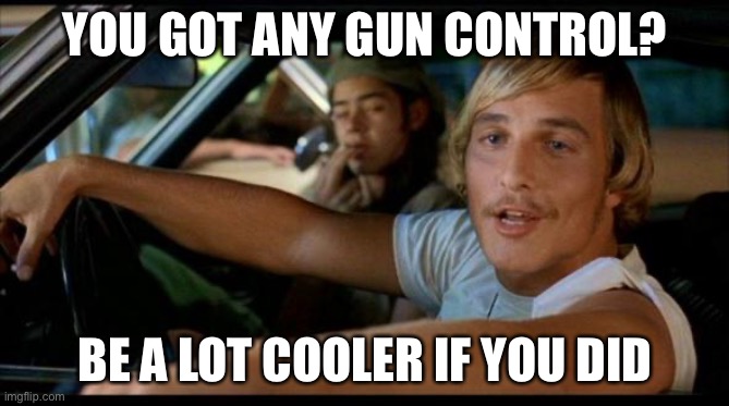 Matthew Mcconaughey | YOU GOT ANY GUN CONTROL? BE A LOT COOLER IF YOU DID | image tagged in matthew mcconaughey | made w/ Imgflip meme maker