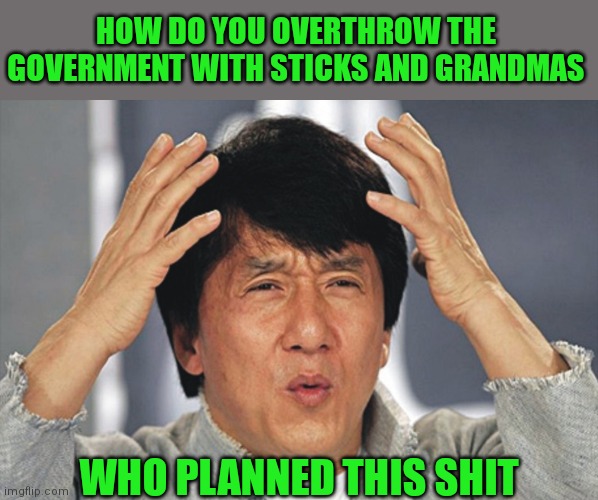 HOW DO YOU OVERTHROW THE GOVERNMENT WITH STICKS AND GRANDMAS WHO PLANNED THIS SHIT | made w/ Imgflip meme maker