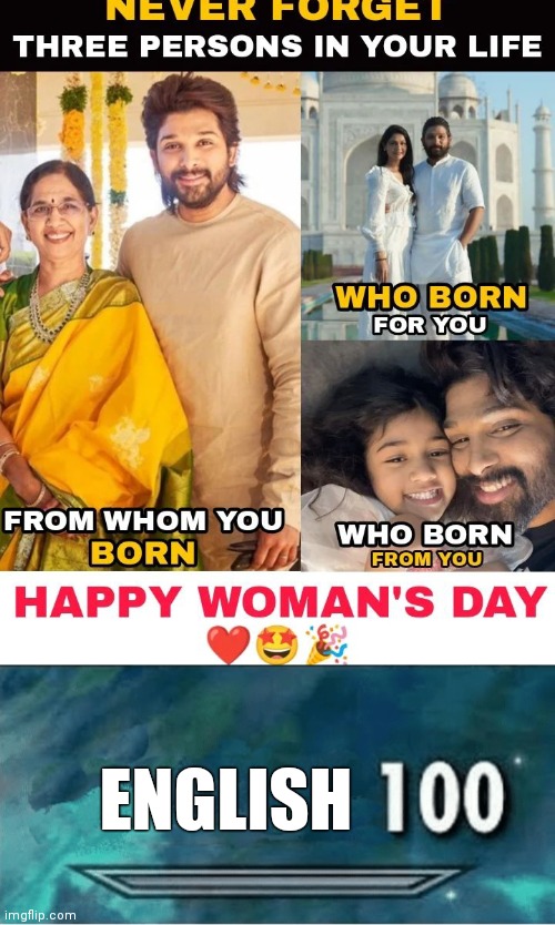 ENGLISH | image tagged in skyrim 100 blank | made w/ Imgflip meme maker