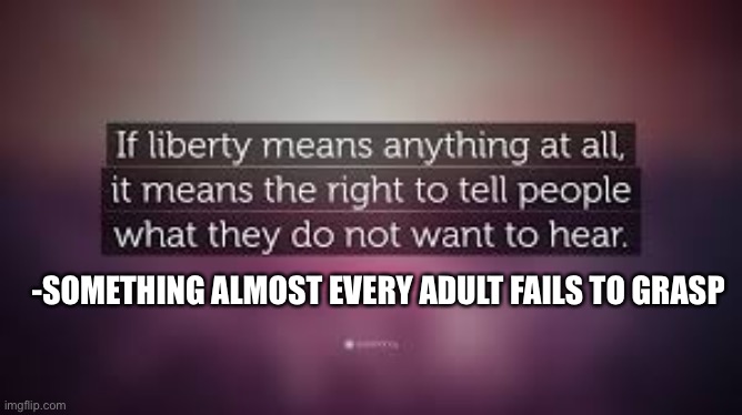 If liberty means anything | -SOMETHING ALMOST EVERY ADULT FAILS TO GRASP | image tagged in oh wow are you actually reading these tags,quotes | made w/ Imgflip meme maker