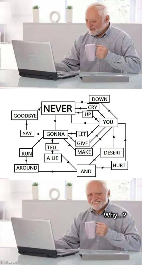 wonder what's goin in the anime stream | Why...? | image tagged in memes,hide the pain harold,flow chart,harold,hey internet,its a joke | made w/ Imgflip meme maker