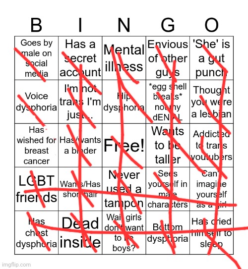 transgender bingo | image tagged in transgender bingo | made w/ Imgflip meme maker
