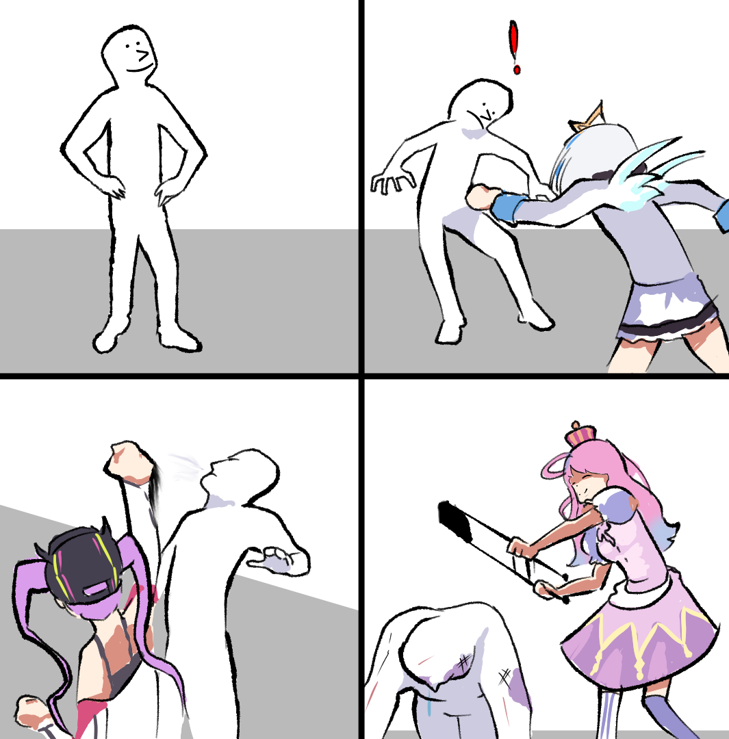 High Quality beating a person hololive Blank Meme Template