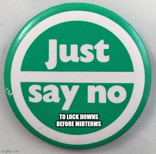 Just Say No (to drugs) | TO LOCK DOWNS BEFORE MIDTERMS | image tagged in just say no to drugs | made w/ Imgflip meme maker
