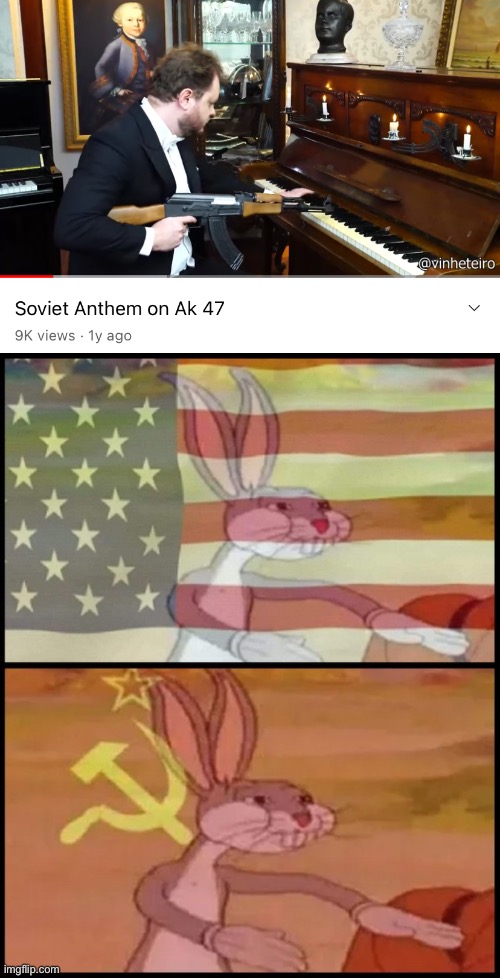 image tagged in soviet anthem on ak-47,capitalist and communist | made w/ Imgflip meme maker