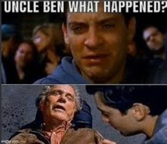 Uncle ben what happened | image tagged in uncle ben what happened | made w/ Imgflip meme maker