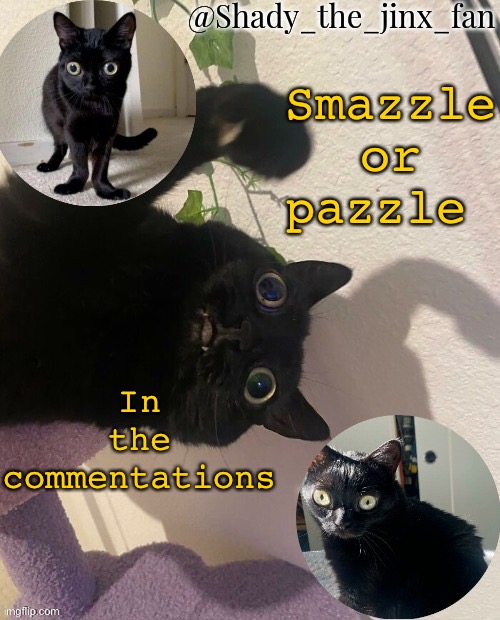 (That means smash or pass in the comments) | Smazzle or pazzle; In the commentations | image tagged in shady s jinx temp once agaun thanks ishowsun | made w/ Imgflip meme maker
