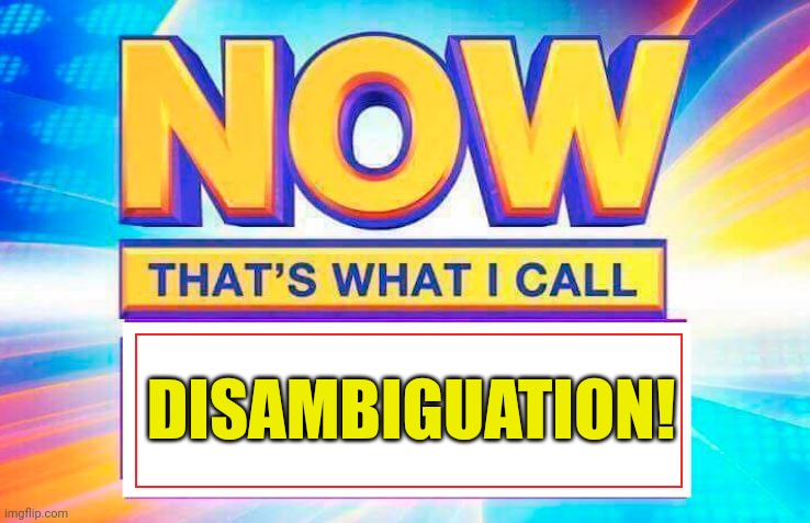 Now That’s What I Call | DISAMBIGUATION! | image tagged in now that s what i call | made w/ Imgflip meme maker