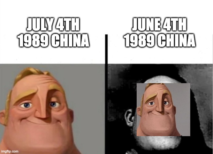 definitely nothing happened | JUNE 4TH 1989 CHINA; JULY 4TH 1989 CHINA | image tagged in teacher's copy | made w/ Imgflip meme maker