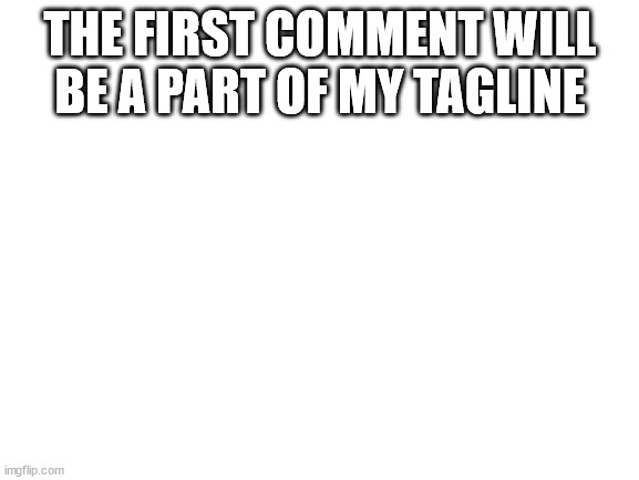 Blank White Template | THE FIRST COMMENT WILL BE A PART OF MY TAGLINE | image tagged in blank white template | made w/ Imgflip meme maker