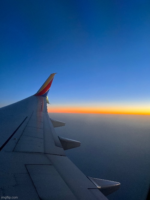 Pretty sunset photo from my flight | made w/ Imgflip meme maker