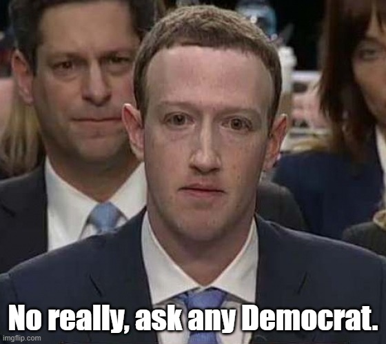 Suckerberg | No really, ask any Democrat. | image tagged in suckerberg | made w/ Imgflip meme maker