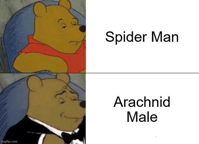 Tuxedo Winnie The Pooh Meme | Spider Man; Arachnid Male | image tagged in memes,tuxedo winnie the pooh | made w/ Imgflip meme maker