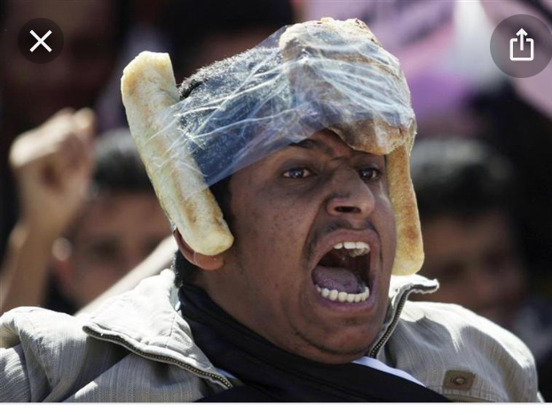 Guy with bread taped to his head Blank Meme Template