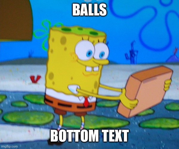 BALLS; BOTTOM TEXT | image tagged in spongebill circlepants | made w/ Imgflip meme maker