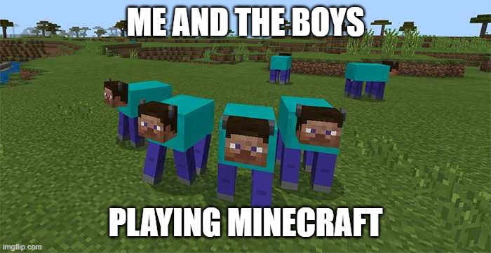 me and the boys | ME AND THE BOYS; PLAYING MINECRAFT | image tagged in me and the boys | made w/ Imgflip meme maker