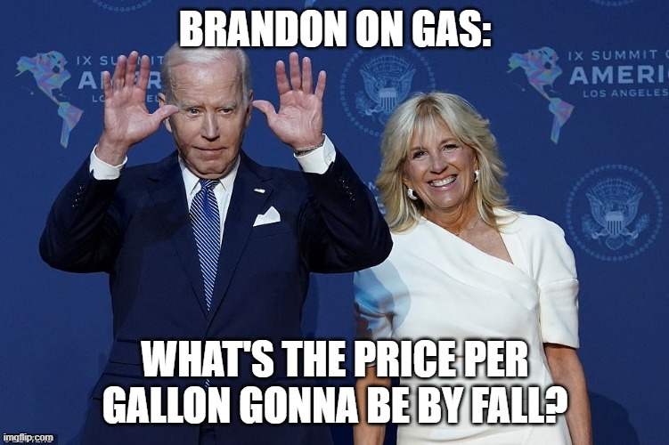 Gas prices | BRANDON ON GAS:; WHAT'S THE PRICE PER GALLON GONNA BE BY FALL? | image tagged in brandon,joe biden,gas prices,democrats | made w/ Imgflip meme maker
