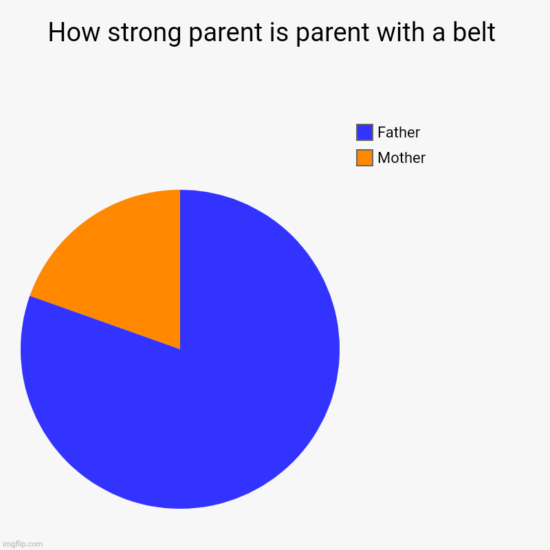 True | How strong parent is parent with a belt | Mother, Father | image tagged in charts,pie charts | made w/ Imgflip chart maker