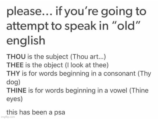 Guide to speaking old english ig | made w/ Imgflip meme maker