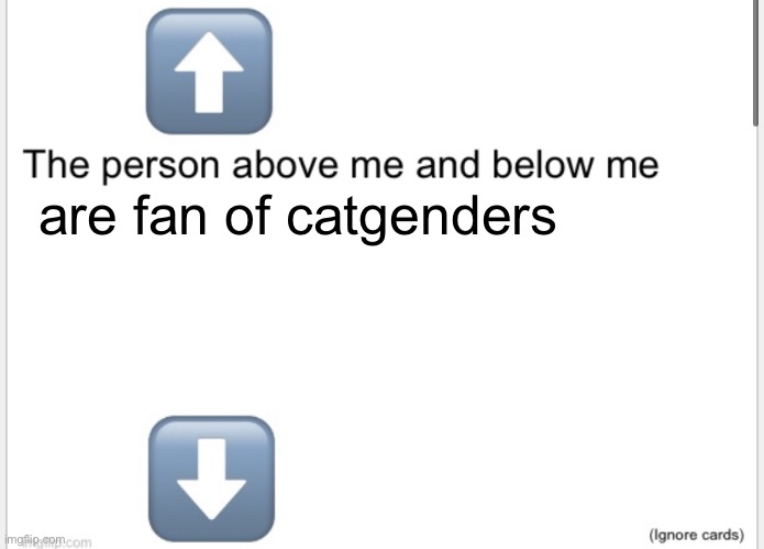 Person above below | are fan of catgenders | image tagged in person above below | made w/ Imgflip meme maker