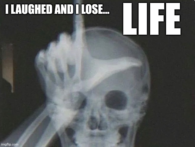 YOU LAUGH YOU LOSE LIFE | LIFE; I LAUGHED AND I LOSE... | image tagged in take the l on a x-ray | made w/ Imgflip meme maker