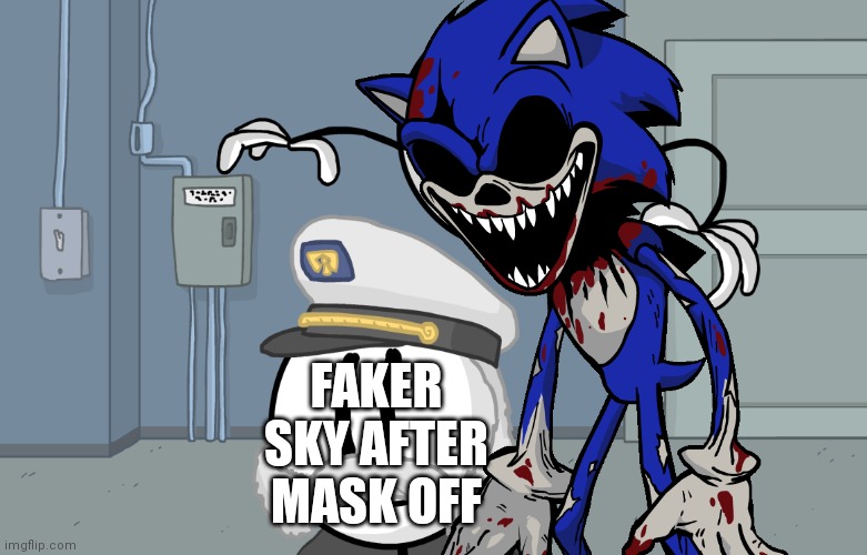 Oh No | FAKER SKY AFTER MASK OFF | image tagged in friday night funkin | made w/ Imgflip meme maker
