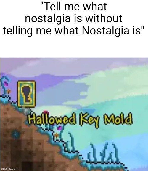 I miss having to get these instead of the keys | "Tell me what nostalgia is without telling me what Nostalgia is" | made w/ Imgflip meme maker