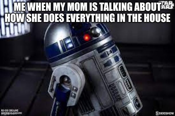 r2 d2 meme | ME WHEN MY MOM IS TALKING ABOUT HOW SHE DOES EVERYTHING IN THE HOUSE | image tagged in r2 d2 | made w/ Imgflip meme maker
