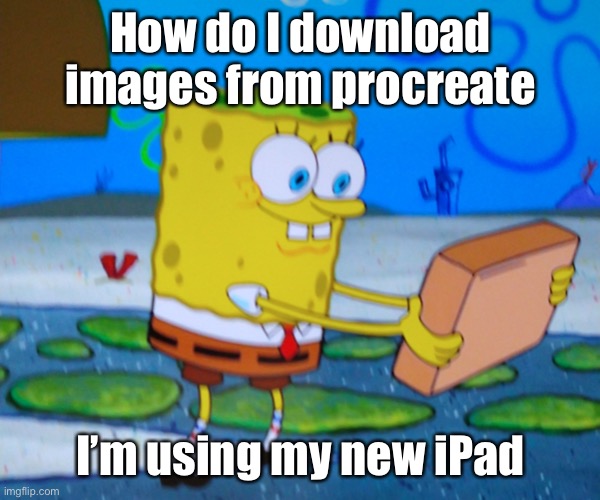 How do I download images from procreate; I’m using my new iPad | image tagged in spongebill circlepants | made w/ Imgflip meme maker
