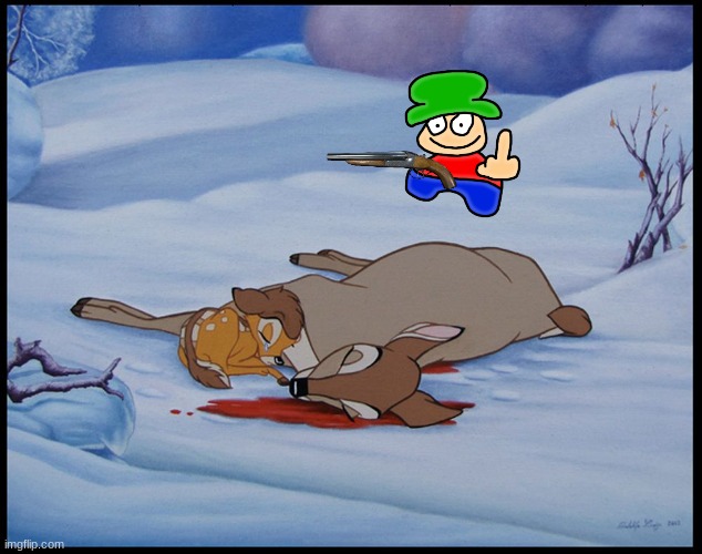 bambi kills bambi's mom | image tagged in bambi's mother's death,dave and bambi,bambi | made w/ Imgflip meme maker