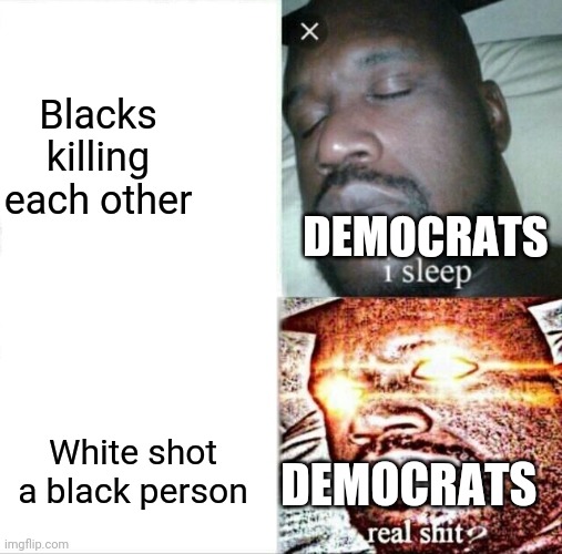 Sleeping Shaq Meme | Blacks killing each other White shot a black person DEMOCRATS DEMOCRATS | image tagged in memes,sleeping shaq | made w/ Imgflip meme maker