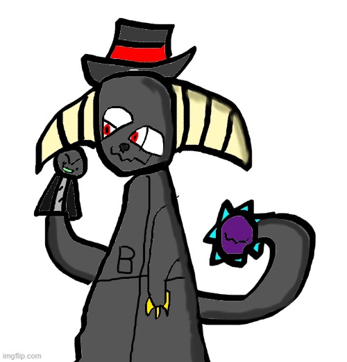 I did this drawing of Black Pat in my computer using the mouse, it was a nightmare. Here's the final result [Also, first time I  | image tagged in its kinda bad,but also kinda good,anyways,this is better than any average edwin drawing /j | made w/ Imgflip meme maker