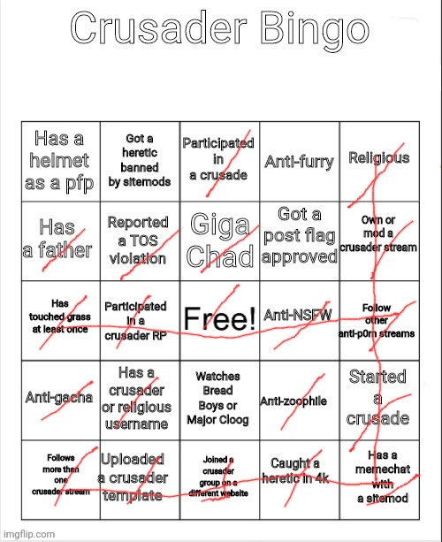 I got myself a triple bingo as well bois! | image tagged in crusader bingo | made w/ Imgflip meme maker