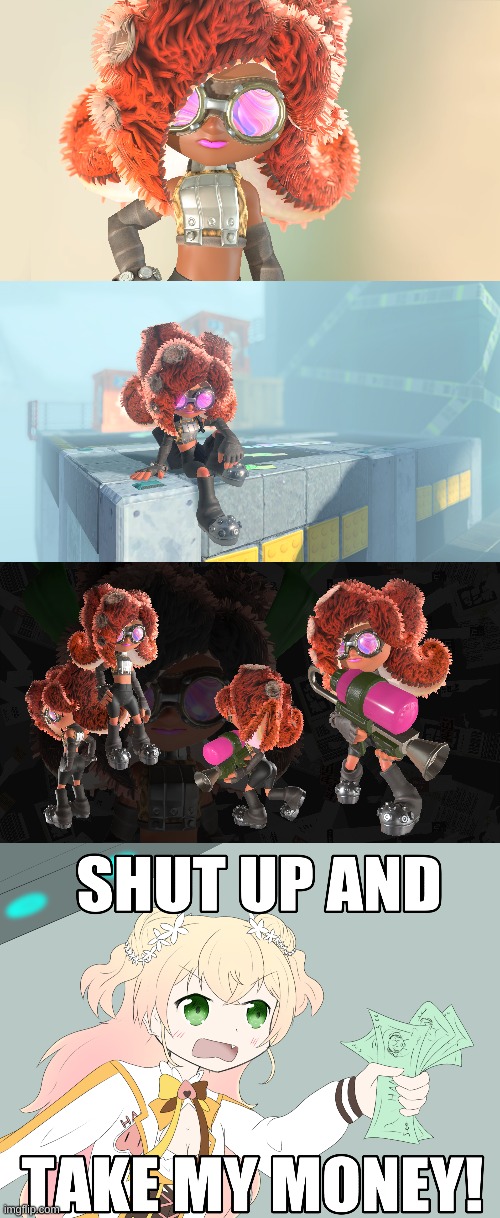 GIVE ME SPLATOON 3 NOW NINTENDO I CAN'T THE NEED FOR IT | image tagged in nene hololive shut up and take my money | made w/ Imgflip meme maker