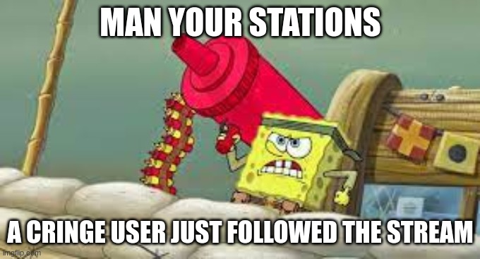 MAN YOUR STATIONS; A CRINGE USER JUST FOLLOWED THE STREAM | made w/ Imgflip meme maker