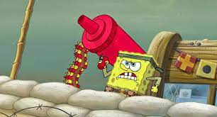 Spongebob with a Condiment Gun Blank Meme Template