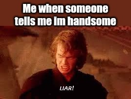 Anakin Liar | Me when someone tells me im handsome | image tagged in anakin liar | made w/ Imgflip meme maker