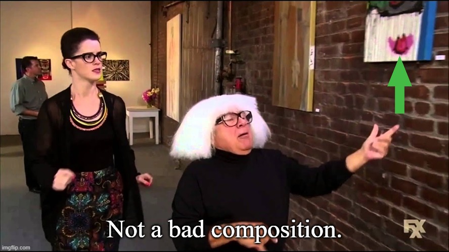 Danny devito explains art | Not a bad composition. | image tagged in danny devito explains art | made w/ Imgflip meme maker