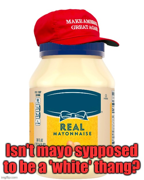 Maga Mayo | Isn't mayo sypposed to be a 'white' thang? | image tagged in maga mayo | made w/ Imgflip meme maker