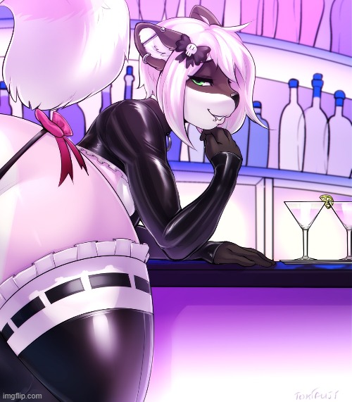 "Would you like anything?" (By Tokifuji) | image tagged in thighs,thicc,femboy,furry,cute,latex | made w/ Imgflip meme maker