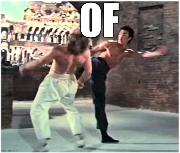 Bruce Leeith Kicks Chucks face | OF | image tagged in bruce leeith kicks chucks face | made w/ Imgflip meme maker
